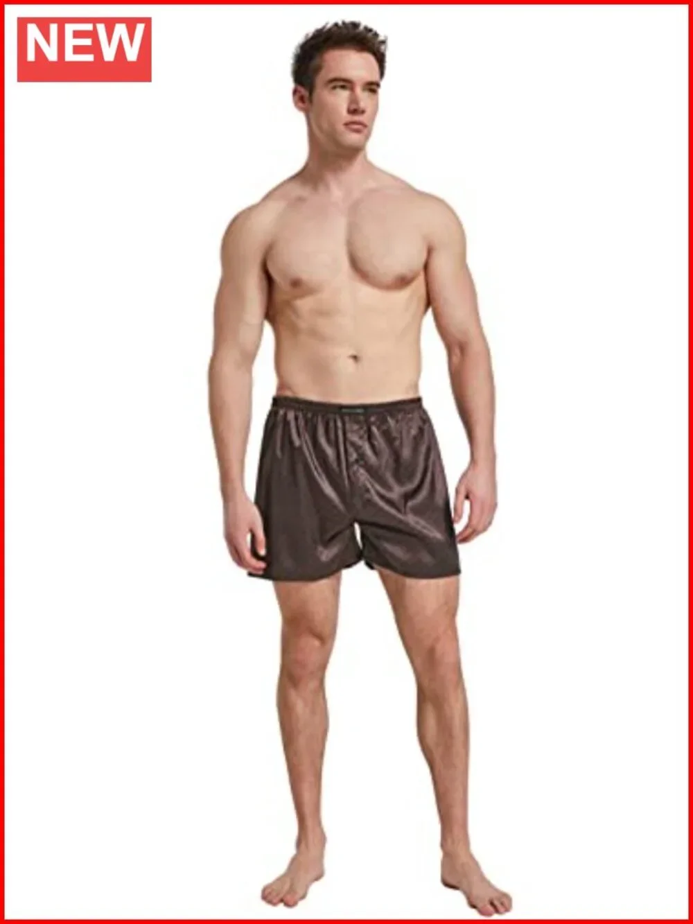 Satin Boxer Briefs Pack with Button Fly, Silky Feeling Sleep Shorts